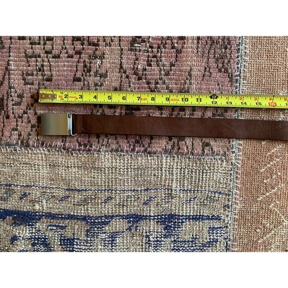 Men's Banana Republic dark brown leather belt silver rectangle buckle Medium - Picture 2 of 8